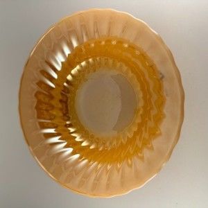 Anchor Hocking Fire King Peach Lustre Swirl Iridescent Serving Dish Bowl 8.5"